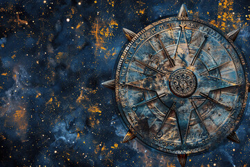 Obraz premium Astrological composition with zodiac circle in signs and symbols