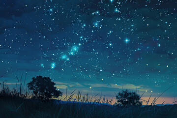 Astrological composition with empty starry sky for zodiac sign symbol