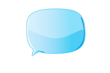 Blue speech bubble with smooth edges and light gradient, isolated on white background. Glossy appearance. Concept of communication, chat template