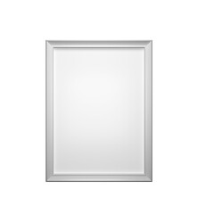 Silver minimalist picture frame in closeup view. Isolated on a clean white background. Ideal for design mockups, templates, and layouts. 3D Rendering