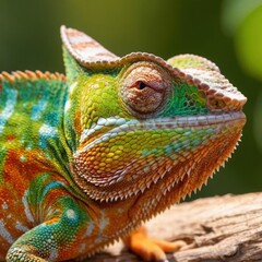Obraz premium A multi-colored chameleon.