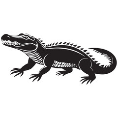 Obraz premium crocodile silhouette vector illustration Design on a white background.