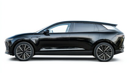 Fototapeta premium A luxury electric SUV, parked and ready for a smooth ride, isolated on a white background