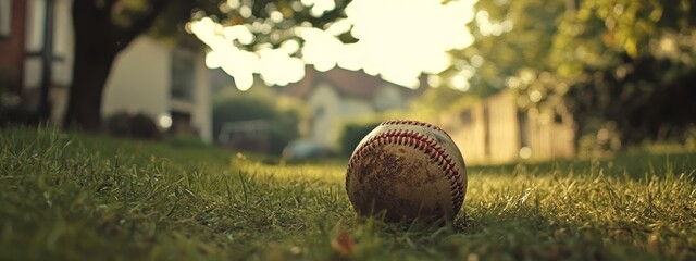 A Close-up of a Baseball on Lush Green Grass.Concept of Sportsmanship,competition,teamwork,athleticism,and the thrill of victory,Sports marketing,sports betting,gaming industry,e-sports.