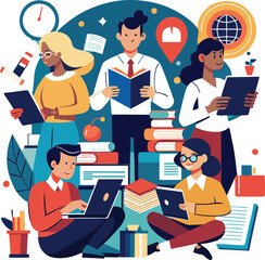 set of business people