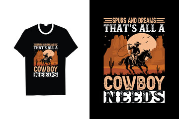 COWBOY VINTAGE T-SHIRT DESIGN