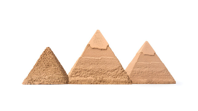The Great Pyramids of Gyza isolated on white background