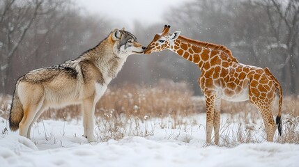 Symbolic Wolf and Giraffe Representing Nonviolent Communication