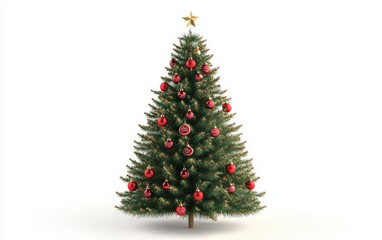 Fototapeta premium 3D christmas tree decorated with candy buttons, smiling face, classic and festive on a white background 