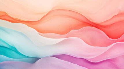Fototapeta premium Abstract background Soft waves of multicolored gradients create serene and calming atmosphere, blending hues of pink, orange, and blue in gentle transition