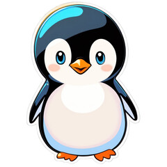 Obraz premium Cute Cartoon Penguin Character With Bright Colors and Cheerful Expression Isolated Background