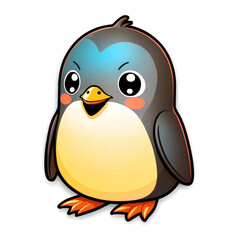 Obraz premium Cute Cartoon Penguin Character With Bright Colors and Cheerful Expression Isolated Background