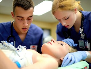 Obraz premium Paramedic training and certification, showing preparation for critical care