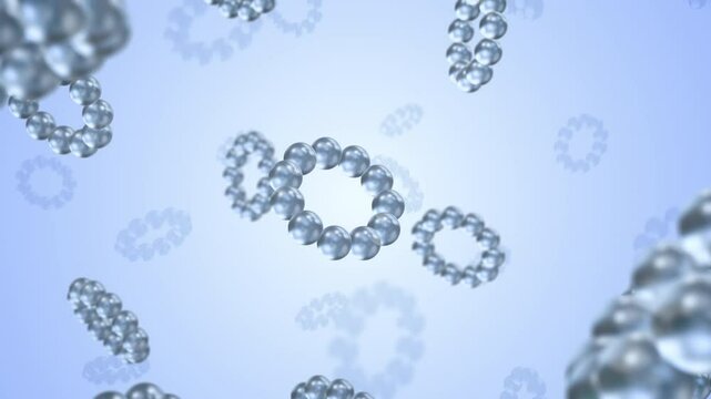 Rotating Molecular Ring with Translucent Refractive Spheres Abstract 3D Animation