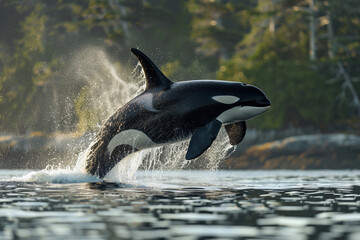 Fototapeta premium Fantastically beautiful majestic huge whale in deep ocean