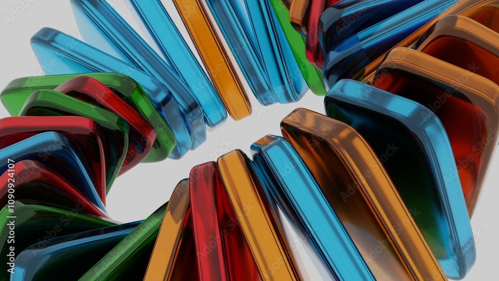 Poster Abstract Colorful Glass Forms with Black Accent in Dynamic Composition