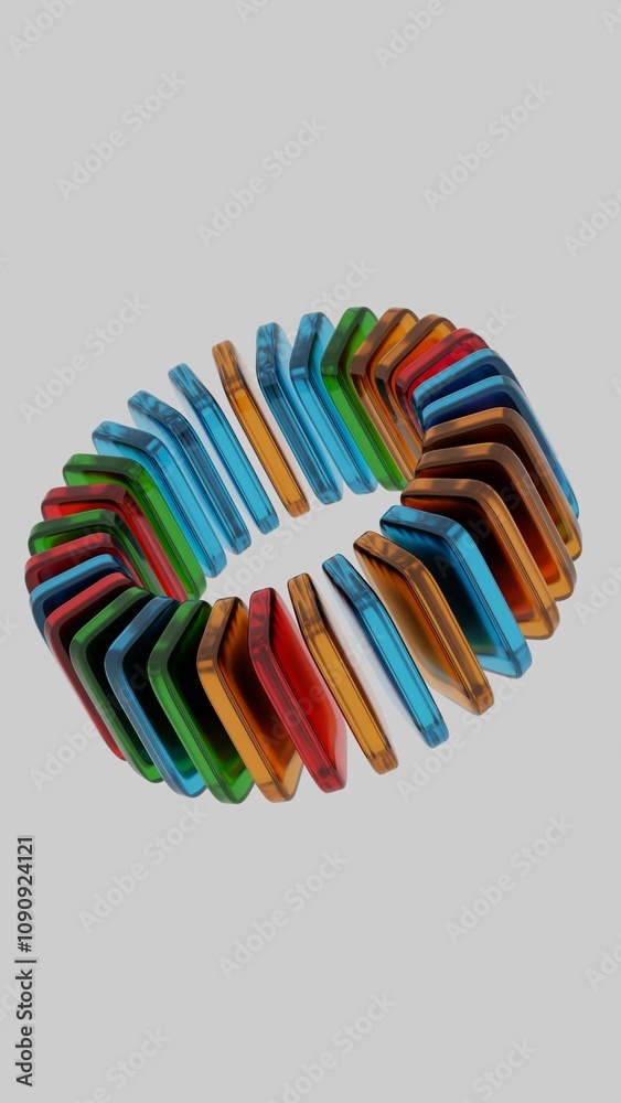 Aufkleber Abstract Colorful Glass Forms with Black Accent in Dynamic Composition