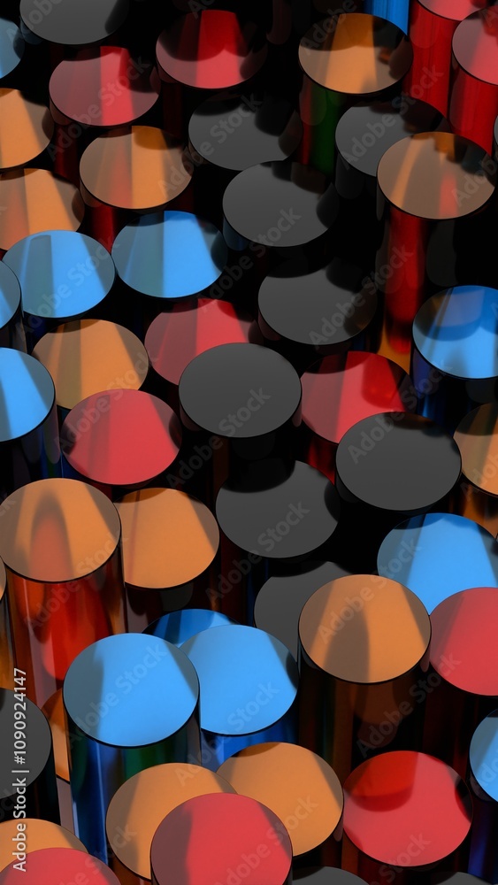 Poster colorful cylinders pattern in abstract arrangement