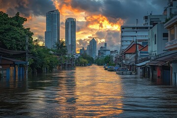 Obraz premium Climate change and extreme weather, preparing for global impacts