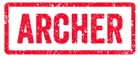 Archer Stamp Transparent Seal, Red Grunge Archer Word Rubber Stamp Seal USA City Name Typography Signboard Text Effect
