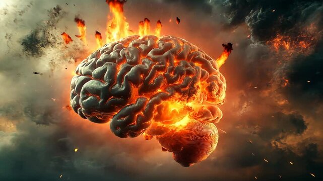 Concept art of a human brain exploding with knowledge and creativity. Video