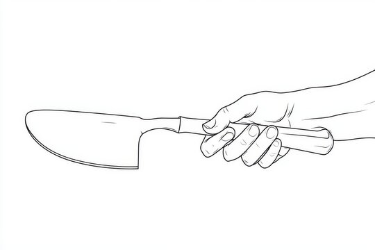hand holding cleaver, black and white clip art preview