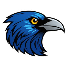 Fototapeta premium Blue Raven Head Sticker Illustration PNG