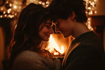 Picture of happy people spending time in cozy living room generative ai concept