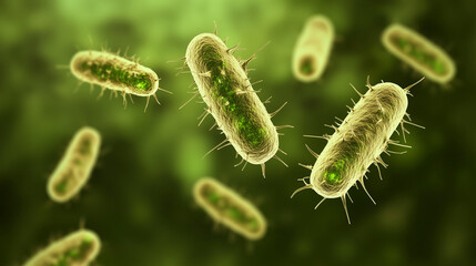 Fototapeta premium Microscopic view of healthy skin bacteria thriving in a balanced environment, showcasing the essential role of beneficial microorganisms in maintaining skin health and natural defenses