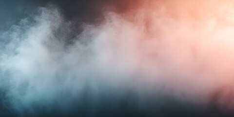 Fototapeta premium A soft, abstract background featuring gentle smoke-like textures in hues of blue, gray, and warm orange with ample copy space