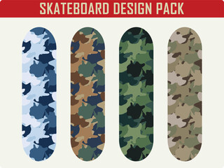 Skateboard deck camouflage pattern design vector pack
