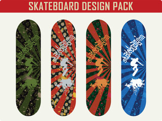 Abstract polka dots and rays skateboard design vector pack