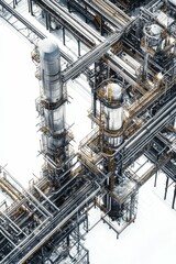 Aerial view of industrial refinery complex.