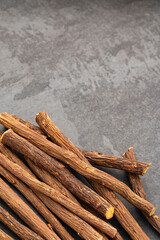 Glycyrrhiza glabra - Dried and medicinal licorice stems.