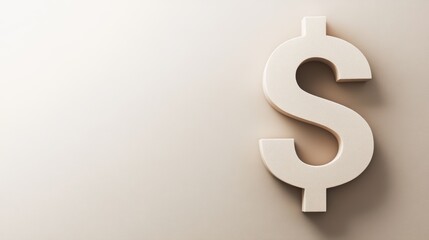 Obraz premium White dollar sign on wall, symbol of finance, investment, wealth, savings, and economic prosperity