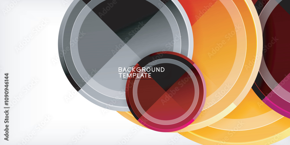 Poster abstract background - multicolored circles, trendy minimal geometric design, vector illustration