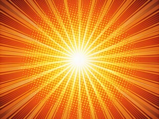 Obraz premium Vibrant Orange Comic Sunburst Background with Radiating Rays for Dynamic Visuals in Graphic Design, Marketing, and Art Projects