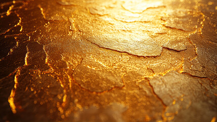 Close-up of Stunning Golden Metallic Texture With Detailed Surface Patterns and Highlights