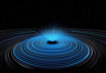 Fototapeta premium An Abstract Visualization of a Magnetic Field with Glowing Lines and Arrows Illustrating the Flow of Magnetic Force Encircling a Central Object in a Dark, Vacant Space. Abstract graphic design
