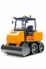 Fototapeta premium Orange tracked roller, compact, powerful roadwork vehicle.