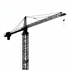 Construction crane silhouette against white background.