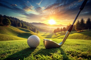 Vintage Style Golf Ball on a Classic Course: Capturing the Timeless Elegance of Golfing Heritage in a Scenic Landscape