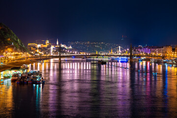 Budapest, Hungary - August 20, 2024: Stunning Night View of Budapest During Stephen’s Day Festivities.