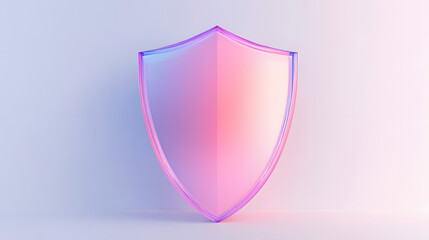 Cyber security safety shield in minimalistic style. 3d vector illustration. white background