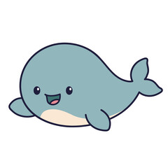 Naklejka premium Cute and adorable whale animal character cartoon