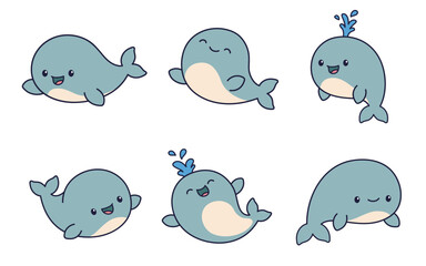 Fototapeta premium Cute and adorable whale animal character cartoon