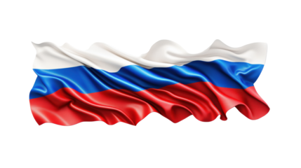 Waving Russian Flag on Transparent Background