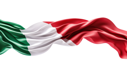 Waving Italian Flag on Transparent Background