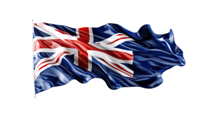Australian flag waving on a transparent background