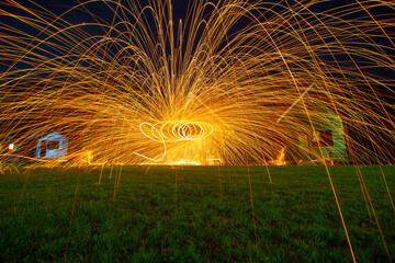 Spark trails extracted from evening astrophotography